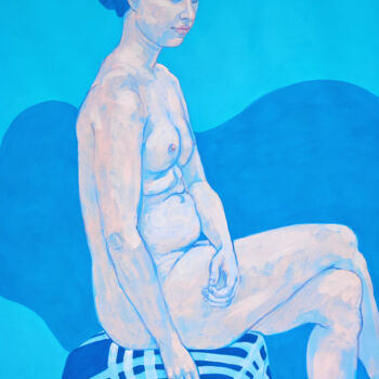Drawing titled "Blue Gerda" by Natalie Levkovska, Original Artwork, Gouache