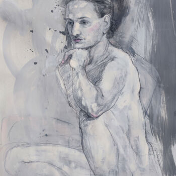 Рисунок под названием "Thinker" - Natalie Levkovska, Подлинное произведение искусства, Гуашь