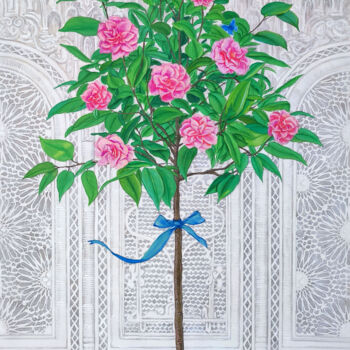 Dibujo titulada "Magnolia tree in a…" por Natalie Levkovska, Obra de arte original, Gouache