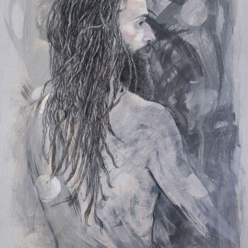 「Man with dreadlocks」というタイトルの描画 Natalie Levkovskaによって, オリジナルのアートワーク, テンペラ