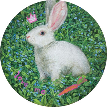 绘画 标题为“Love me, Bunny” 由Natalie Levkovska, 原创艺术品, 油 安装在木质担架架上