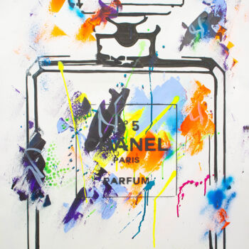 Painting titled "Chanel Vibrant Expl…" by Natalie Otalora, Original Artwork, Acrylic Mounted on Wood Stretcher frame