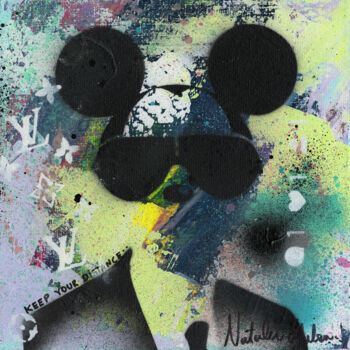 Painting titled "Mickey Keep Your Di…" by Natalie Otalora, Original Artwork, Acrylic Mounted on Wood Stretcher frame