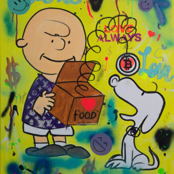 Peinture intitulée "Charlie Brown & Sno…" par Natalie Otalora, Œuvre d'art originale, Acrylique Monté sur Châssis en bois
