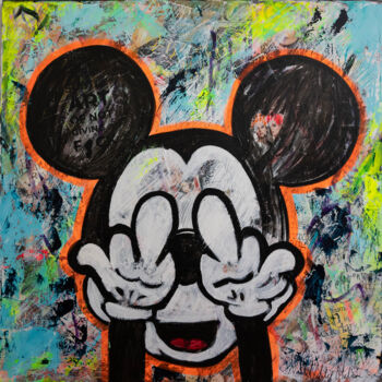 Pintura intitulada "Mickey Rebellious D…" por Natalie Otalora, Obras de arte originais, Acrílico Montado em Armação em madei…