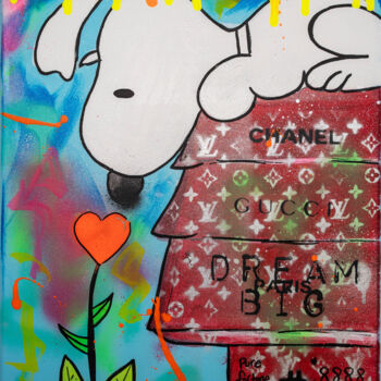Painting titled "Snoopy's Garden of…" by Natalie Otalora, Original Artwork, Acrylic Mounted on Wood Stretcher frame