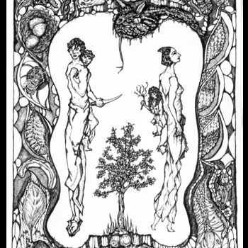 Disegno intitolato "Eden" da Natalie Roy, Opera d'arte originale, Inchiostro