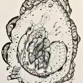 Desenho intitulada "Rabbit King" por Natalie Roy, Obras de arte originais, Tinta