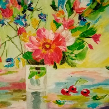 Peinture intitulée ",, Flowers in a gla…" par Natalie Rybka, Œuvre d'art originale, Huile Monté sur Châssis en bois