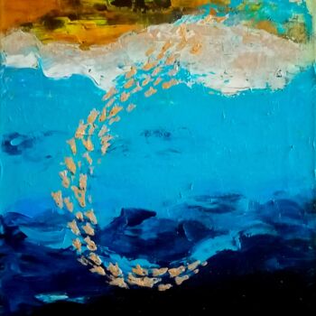 Картина под названием ",, Goldfish,," - Natalie Rybka, Подлинное произведение искусства, Масло Установлен на Деревянная рама…