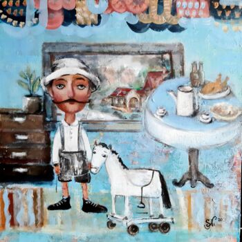Peinture intitulée "Утренний чай" par Natalie Shiporina, Œuvre d'art originale, Acrylique Monté sur Châssis en bois