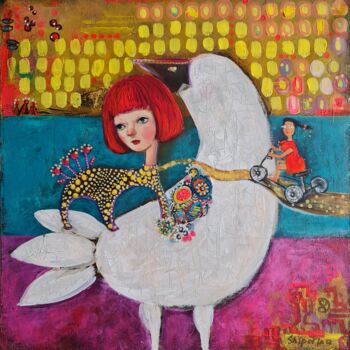 Peinture intitulée "Белая птица" par Natalie Shiporina, Œuvre d'art originale, Acrylique