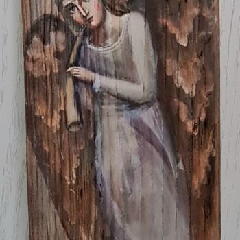 Pintura intitulada "Ангел с дудочкой" por Natalie Shiporina, Obras de arte originais, Têmpera