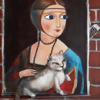 Painting titled "Картина "Девушка и…" by Natalie Shiporina, Original Artwork, Acrylic