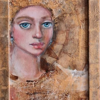 Peinture intitulée "Portrait in gold" par Natalie Shiporina, Œuvre d'art originale, Huile Monté sur Châssis en bois