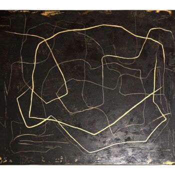 Malerei mit dem Titel "“Golden Ways”" von Natalie Ulmann, Original-Kunstwerk, Acryl Auf Keilrahmen aus Holz montiert