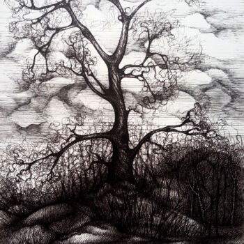 Drawing titled "Tree" by Nataliia Bachynska, Original Artwork, Ink