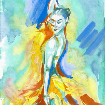 Schilderij getiteld "Dancer 1" door Nataliia Belozerova, Origineel Kunstwerk, Aquarel