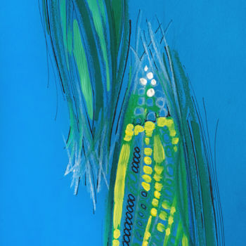 Drawing titled "Corn. Back side" by Nataliia Belozerova, Original Artwork, Wax