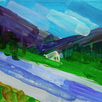 Pittura intitolato "Mountain river" da Nataliia Belozerova, Opera d'arte originale, Acrilico