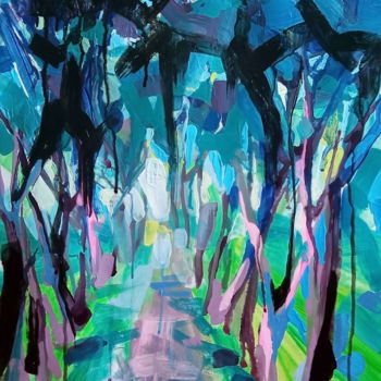 Painting titled "Mysterious forest" by Nataliia Belozerova, Original Artwork, Acrylic