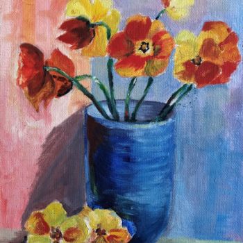 Painting titled "Poppies" by Nataliia Dadykina, Original Artwork, Oil