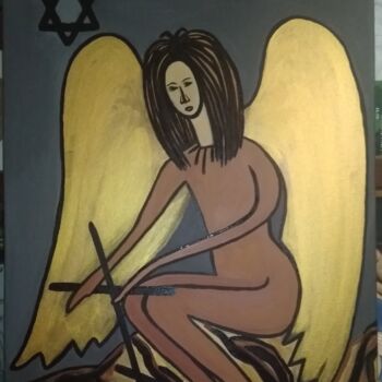 Картина под названием "Black Angel" - Nataliia Kutikhina (natel), Подлинное произведение искусства, Акрил