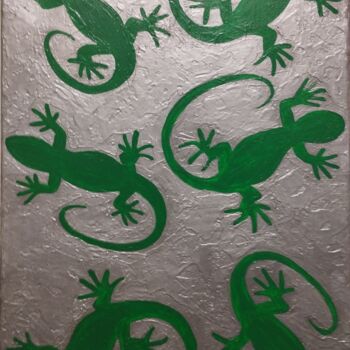 Peinture intitulée "Lizards" par Nataliia Kutikhina (natel), Œuvre d'art originale, Acrylique