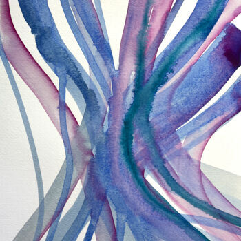Malerei mit dem Titel "Fluid Blooms" von Nataliia Lepikhina, Original-Kunstwerk, Aquarell
