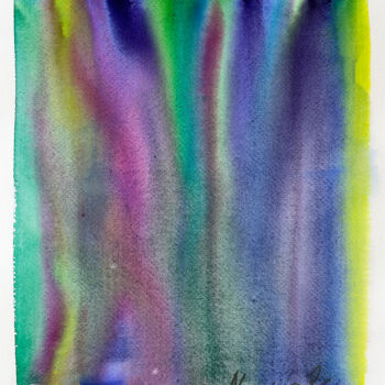 Malerei mit dem Titel "Aurora Borealis.  L…" von Nataliia Lepikhina, Original-Kunstwerk, Aquarell