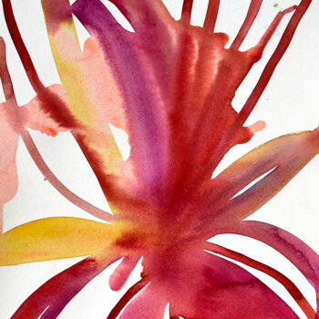 Schilderij getiteld "Tropical Blaze" door Nataliia Lepikhina, Origineel Kunstwerk, Aquarel