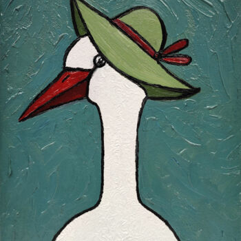 Картина под названием "white stork" - Nataliia Nikulina, Подлинное произведение искусства, Масло