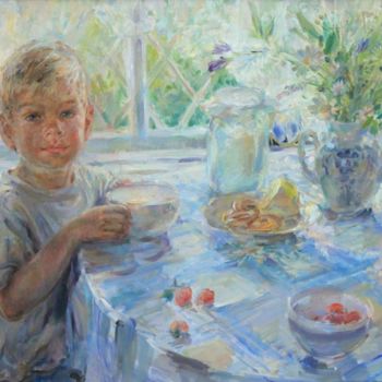 Painting titled "george-at-the-cotta…" by Nataliia Petrenko-Litvinova, Original Artwork, Oil