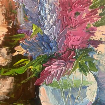 Pittura intitolato "Vase with lilac flo…" da Nataliia Polehenko, Opera d'arte originale, Olio