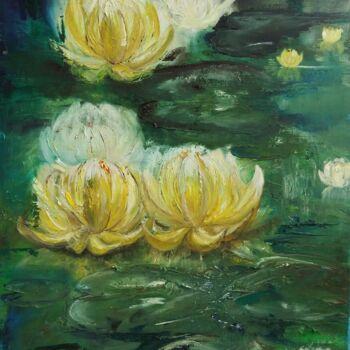 Peinture intitulée "Water lilies" par Nataliia Priputnikova, Œuvre d'art originale, Huile