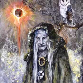 Schilderij getiteld "The Witching Hour." door Nataliia Savchuk, Origineel Kunstwerk, Aquarel