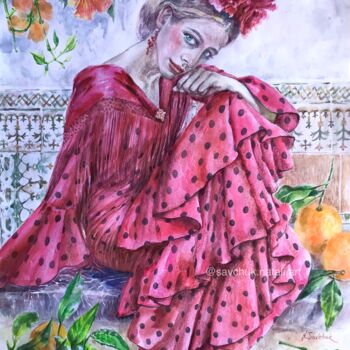 Painting titled "Valencia. In an ora…" by Nataliia Savchuk, Original Artwork, Watercolor