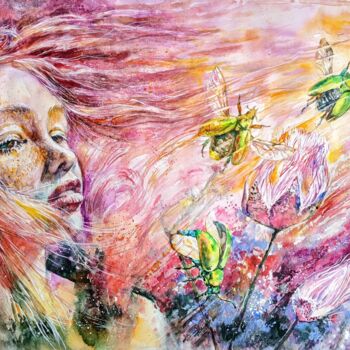 Pittura intitolato "Solar Wind." da Nataliia Savchuk, Opera d'arte originale, Acquarello