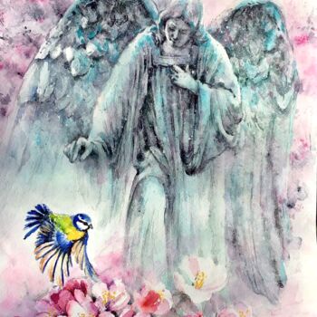 Pittura intitolato "ANGEL OF SPRING 2." da Nataliia Savchuk, Opera d'arte originale, Acquarello