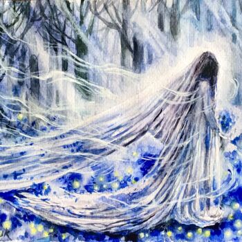 Schilderij getiteld "Ghost Bride. Night…" door Nataliia Savchuk, Origineel Kunstwerk, Aquarel