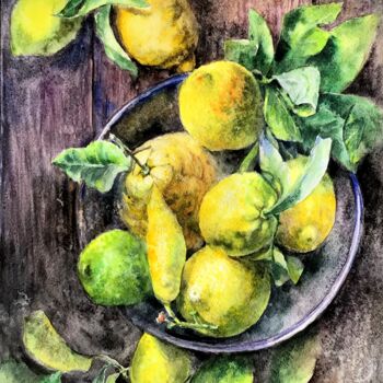 Peinture intitulée "Lemons." par Nataliia Savchuk, Œuvre d'art originale, Aquarelle