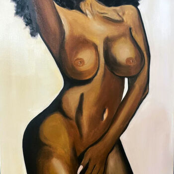 Malarstwo zatytułowany „African black woman…” autorstwa Nataliia Zablotskaya, Oryginalna praca, Olej Zamontowany na Drewnian…