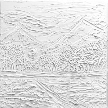 Malerei mit dem Titel "Winter white mounta…" von Nataliia Krykun, Original-Kunstwerk, Acryl Auf Keilrahmen aus Holz montiert