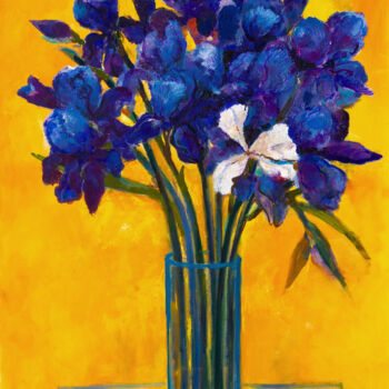 Painting titled "Irises. Holiday." by Nataliy Korobova, Original Artwork, Oil