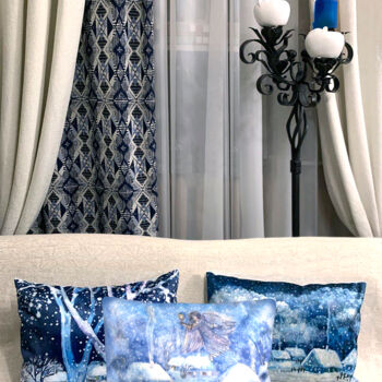 Textilkunst mit dem Titel "Sofa cushion 1" von Nataliy Korobova, Original-Kunstwerk, Stoff