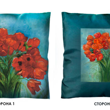 Textile Art titled "SOFA CUSHION 11" by Nataliy Korobova, Original Artwork, Fabric