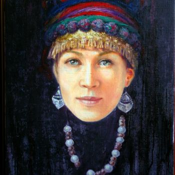 Malerei mit dem Titel "Girl from the Carpa…" von Nataliya Bagatskaya, Original-Kunstwerk, Öl