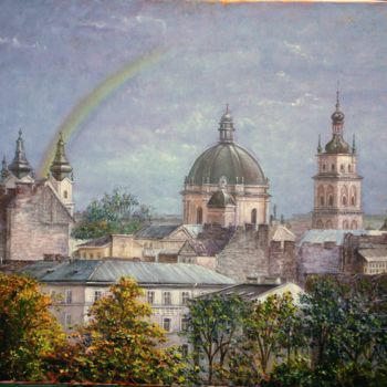 Peinture intitulée "Lviv rainbow" par Nataliya Bagatskaya, Œuvre d'art originale, Huile