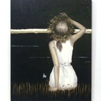 Pintura intitulada "Girl in White Dress" por Nataliya Bagatskaya, Obras de arte originais, Óleo