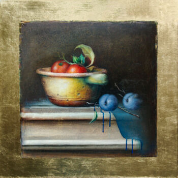 Painting titled "Still Life with a P…" by Nataliya Bagatskaya, Original Artwork, Oil